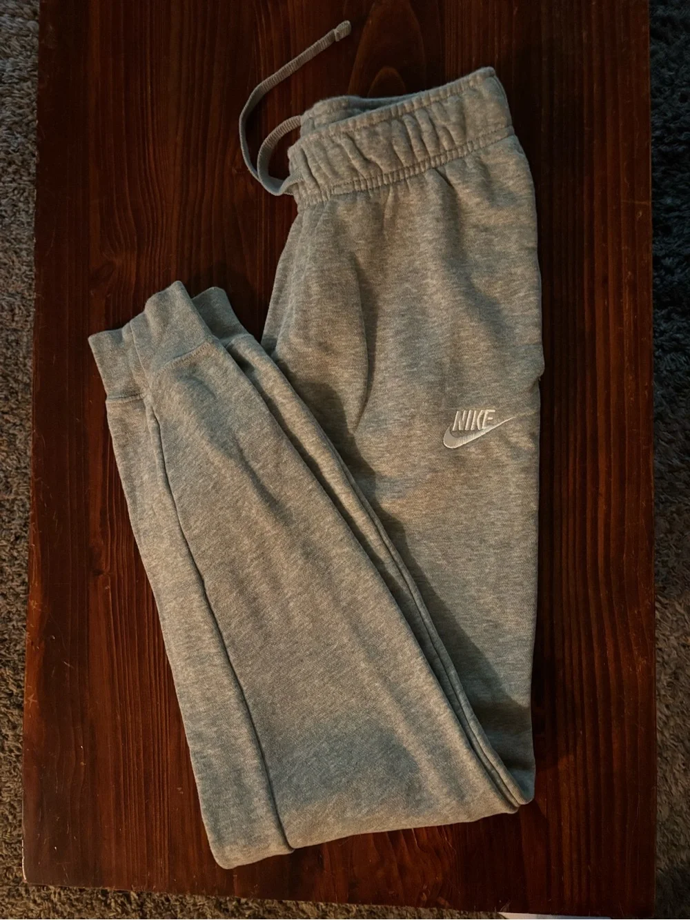 Nike Light Heather Grey Joggers with White Swoosh